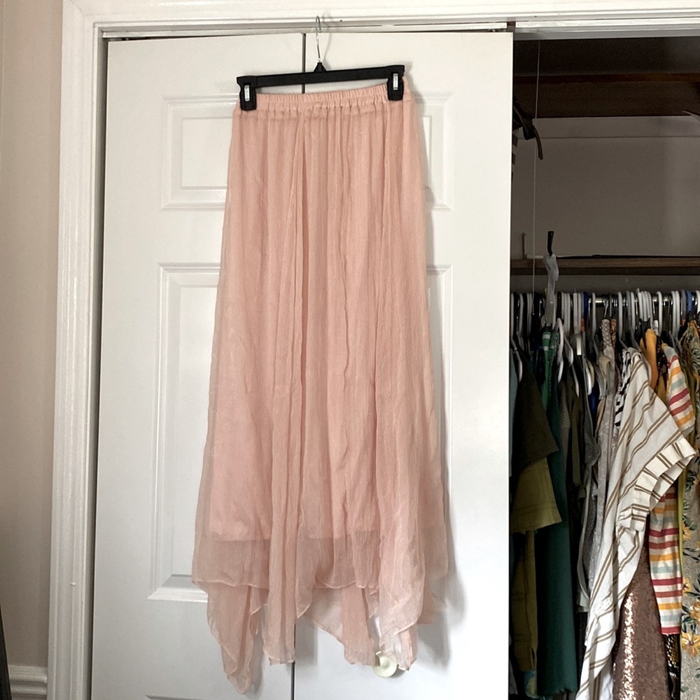 Sheer Pink Maxi Skirt, Size M.